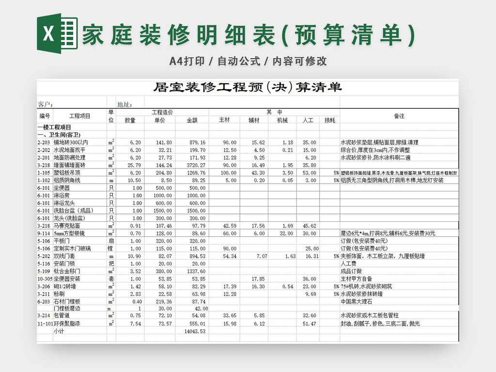 家庭装修预算清单价格是多少如何装修房子便宜