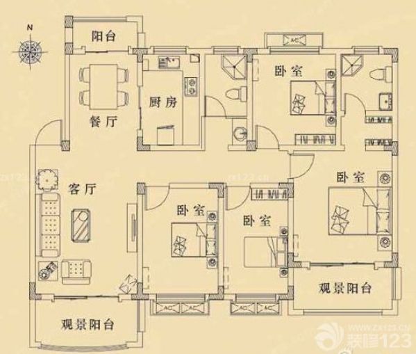 136平方四居室装修最廉价多少钱