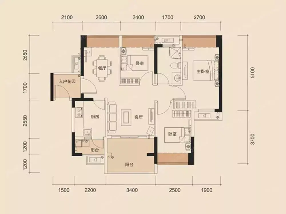 中户大户型不是南北通透没有客厅怎么装修难看